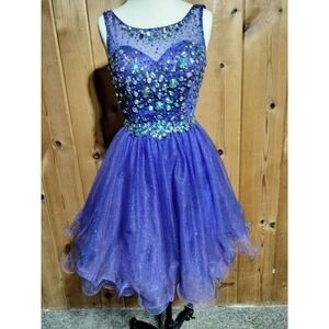 Hannah S Navy Blue mini Formal dress size 2 bling embellished